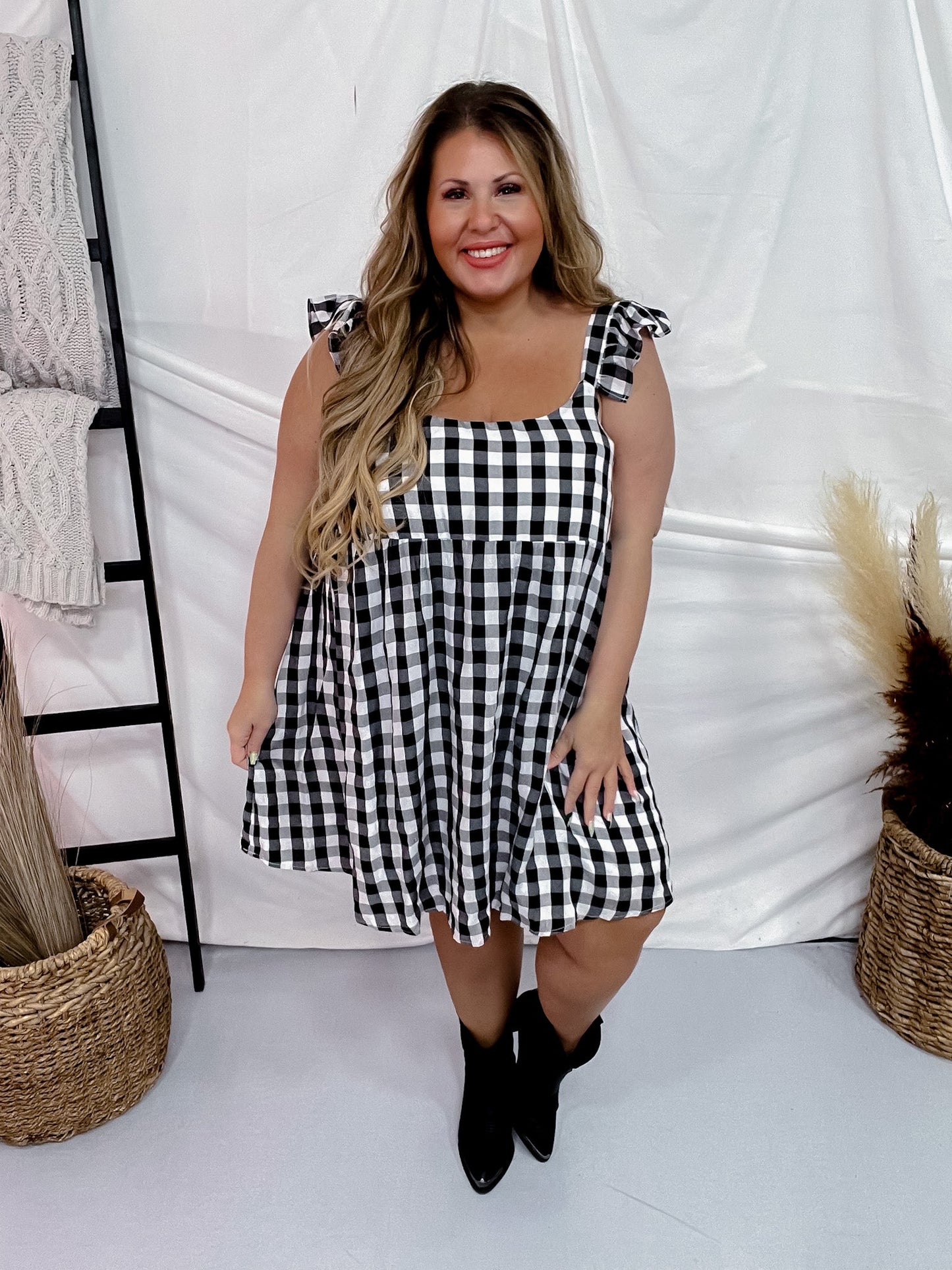 Black And White Checkered Dress - Whiskey Skies - ANDREE BY UNIT