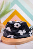 Black Faux Fur Flower Bucket Hat - Whiskey Skies - FAME ACCESSORIES