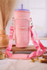 Blush Pink Tumbler Holder with Strap and Zipper Pouch - Whiskey Skies - QUEENS DESIGNS