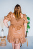 Camel Leatherette Tiered Mini Dress - Whiskey Skies - ODDI