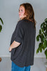 Charcoal Ribbed Drop Shoulder Poncho Sleeve Tunic Top - Whiskey Skies - ANDREE BY UNIT