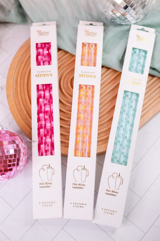 Checkered Straws for 40oz Tumblers (3 Colors) - Whiskey Skies - THE DARLING EFFECT