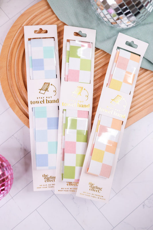 Colorful Checkered Stay-Put Towel Bands (3 Colors) - Whiskey Skies - THE DARLING EFFECT