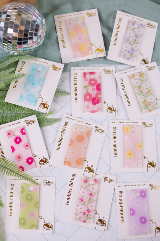 Floral Tumbler Lid Tags (11 Styles) - Whiskey Skies - THE DARLING EFFECT