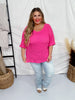 Hot Pink 3/4 Sleeve Knit Tunic Top - Whiskey Skies - ANDREE BY UNIT