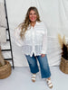 Ivory Long Sleeve Lace Contrast Button Front Top - Whiskey Skies - ANDREE BY UNIT