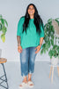 Kelly Green Ribbed Drop Shoulder Poncho Sleeve Tunic Top - Whiskey Skies - ANDREE BY UNIT