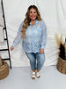 Light Blue Button Up All Over Lace Blouse - Whiskey Skies - ANDREE BY UNIT