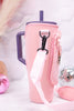 Light Pink Tumbler Holder with Strap and Zipper Pouch - Whiskey Skies - CAINIAO