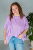 Lilac Ribbed Drop Shoulder Poncho Sleeve Tunic Top - Whiskey Skies - ANDREE BY UNIT