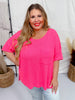 Magenta Pink Round Neck Midi Sleeve Knit Sweater - Whiskey Skies - DAVI & DANI