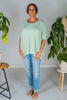 Mint Ribbed Drop Shoulder Poncho Sleeve Tunic Top - Whiskey Skies - ANDREE BY UNIT
