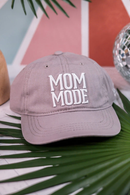 "Mom Mode" Light Gray Adjustable Hat - Whiskey Skies - PAVILION