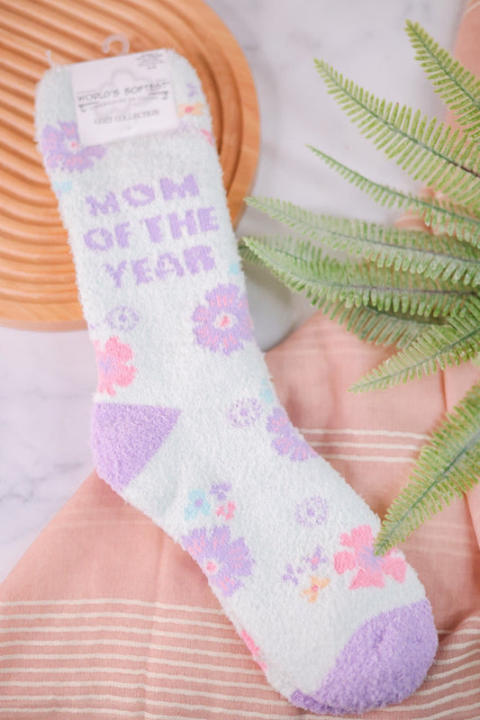"Mom Of The Year" Ultra Soft Crew Socks - Whiskey Skies - CRESCENT SOCK COMPANY