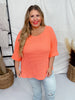 Neon Coral 3/4 Sleeve Knit Tunic Top - Whiskey Skies - ANDREE BY UNIT