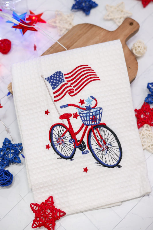 Patriotic Bike Kitchen Towel - Whiskey Skies - C&F Enterprises Inc
