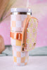 Peach Checkered Flower Fanny Pack for Tumbler - Whiskey Skies - THE DARLING EFFECT