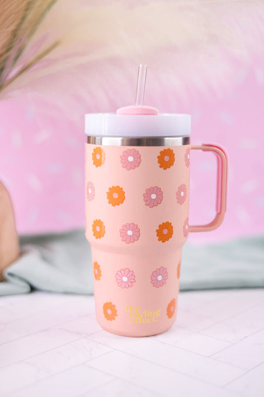 Peach Darling Daisy 20oz On The Go Tumbler - Whiskey Skies - THE DARLING EFFECT