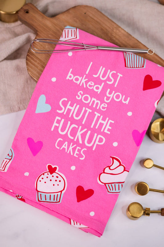 "Shut The F*ck Up Cakes" Tea Towel - Whiskey Skies - FUNATIC