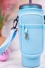 Sky Blue Tumbler Holder with Strap and Zipper Pouch - Whiskey Skies - CAINIAO