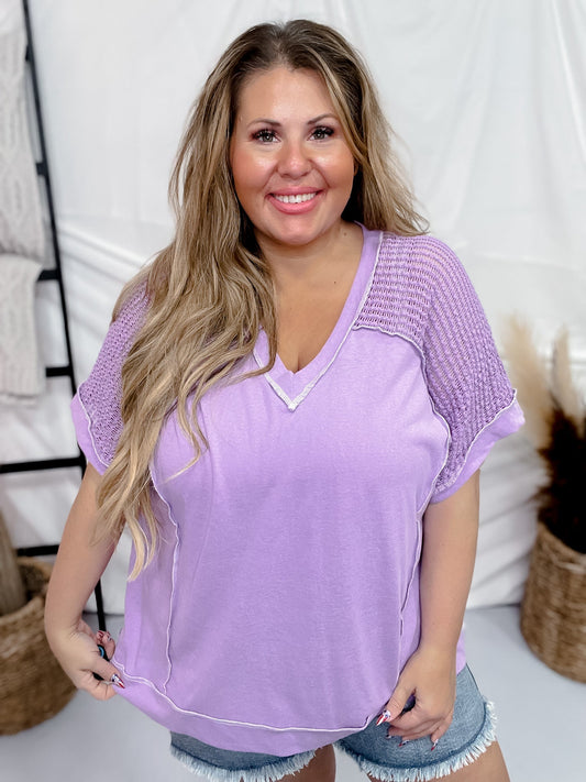 V-Neck Dolman Sleeve Casual Tunic Top in Lilac - Whiskey Skies - ANDREE BY UNIT