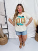 Western Boots Graphic T-Shirt W/ Sequin Fringe Detail - Whiskey Skies - SOUTHERN GRACE