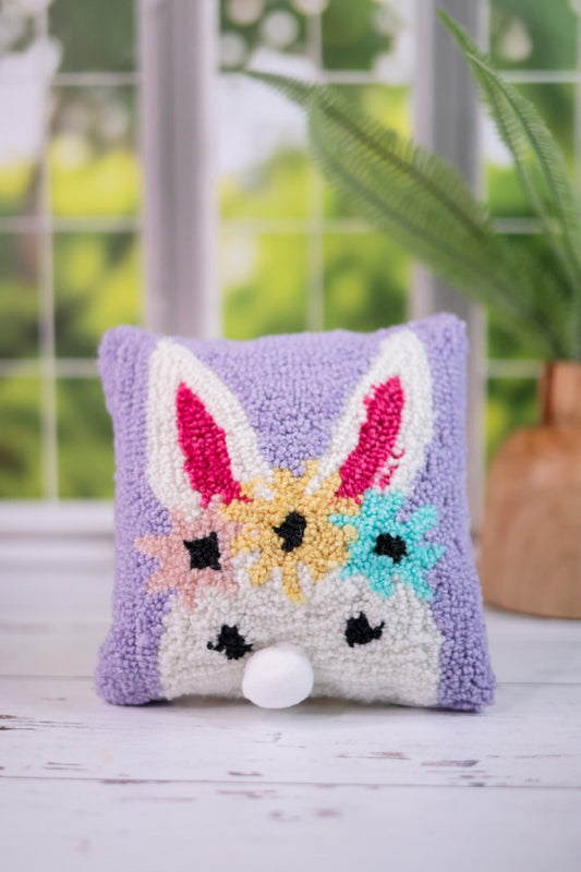 Floral Bunny Hooked Pillow - Whiskey Skies
