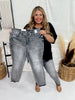 Judy Blue High Waisted Grey Tummy Control Release Hem Skinny Jeans - Whiskey Skies
