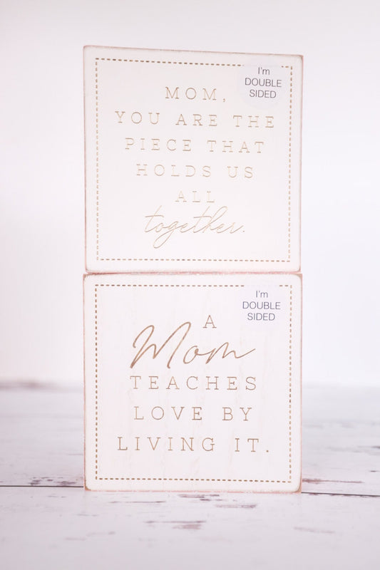 Mom Teaches/Hold Together Reversible Wood Sign - Whiskey Skies