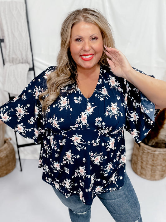 Rich Navy Floral Dreamer Top - Whiskey Skies