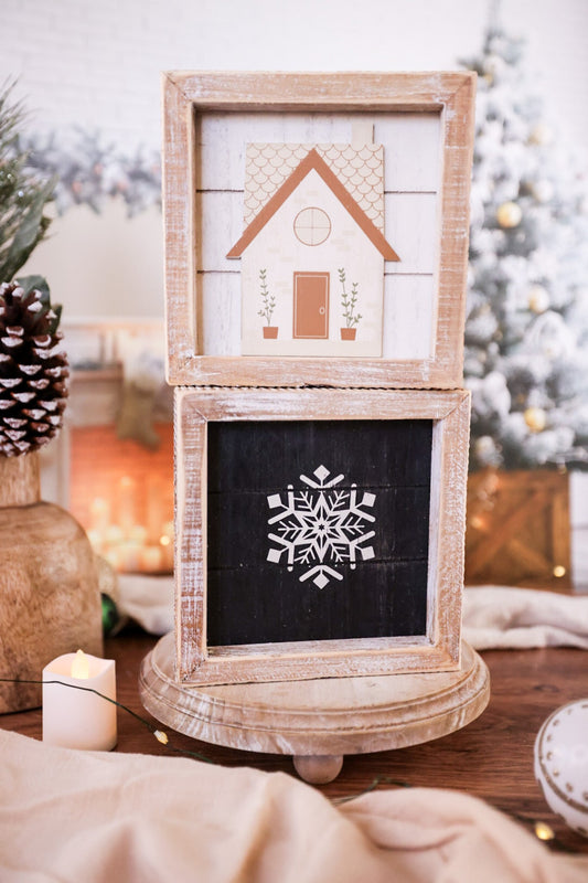 Snowflake & House Double Sided Sign - Whiskey Skies