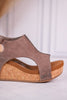 Taupe Liberty Wedge - Whiskey Skies - VERY G