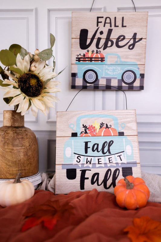 Wooden Rustic Fall Sign (2 Styles) - Whiskey Skies