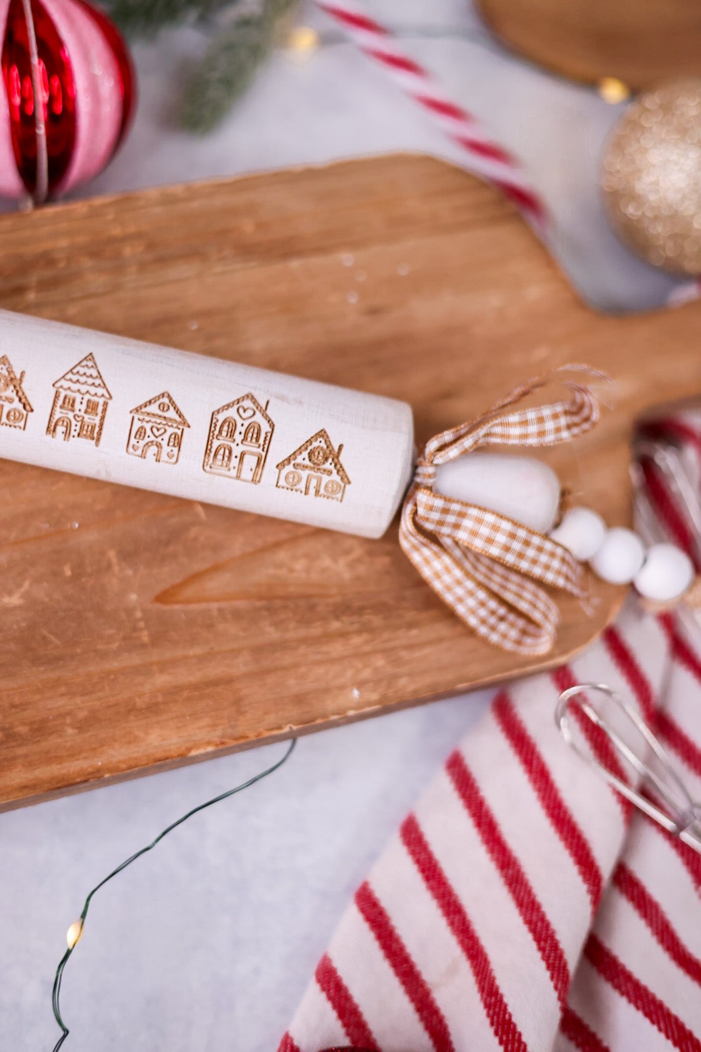 10" Gingerbread House Rolling Pin Ornament - Whiskey Skies - RAZ IMPORTS