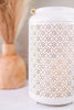10.5" Floral Patterned White Lantern with Gold Interior - Whiskey Skies - GERSON COMPANIES