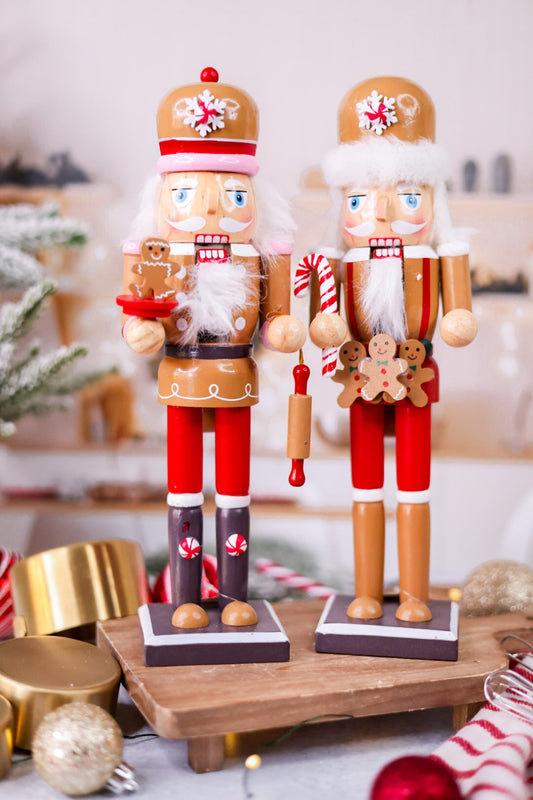 12" Wooden Gingerbread Nutcracker (2 Variants) - Whiskey Skies - TRANSPAC