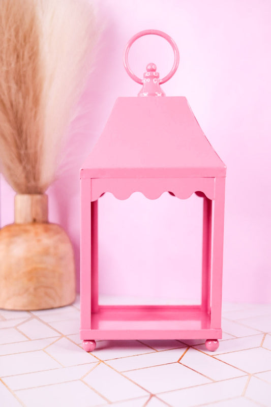 13.5" Pink Scalloped Lantern - Whiskey Skies - RAZ IMPORTS