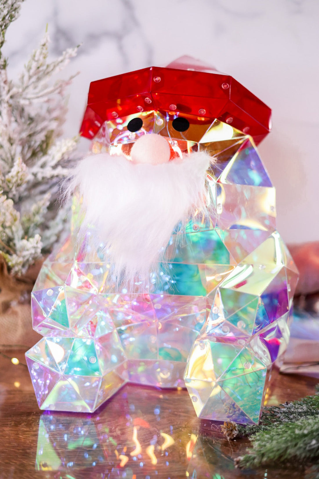 13.75" Light Up Holographic Santa Claus - Whiskey Skies - GERSON COMPANIES