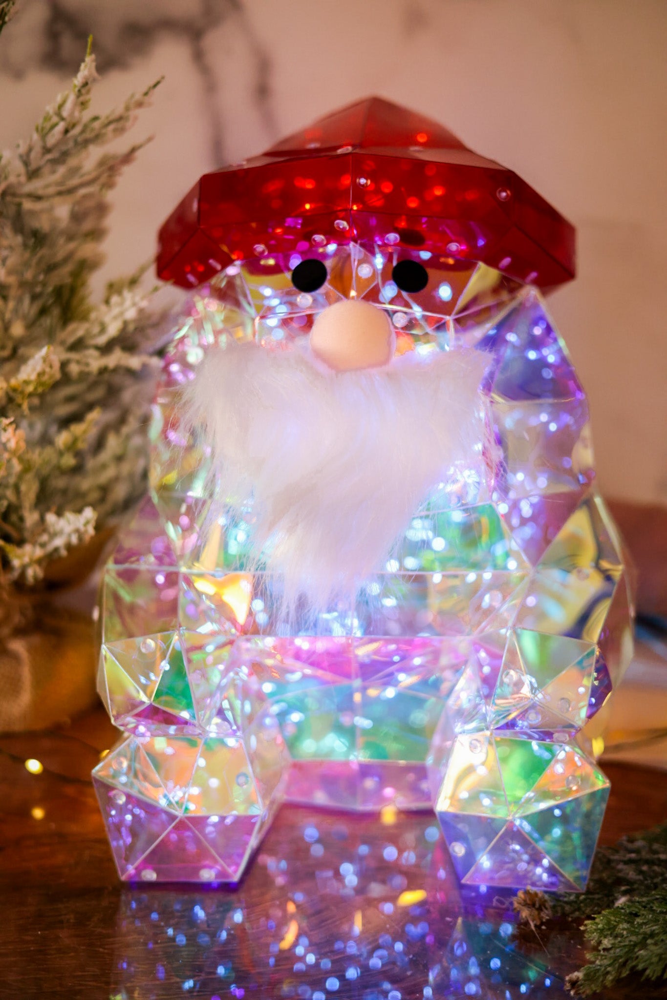 13.75" Light Up Holographic Santa Claus - Whiskey Skies - GERSON COMPANIES