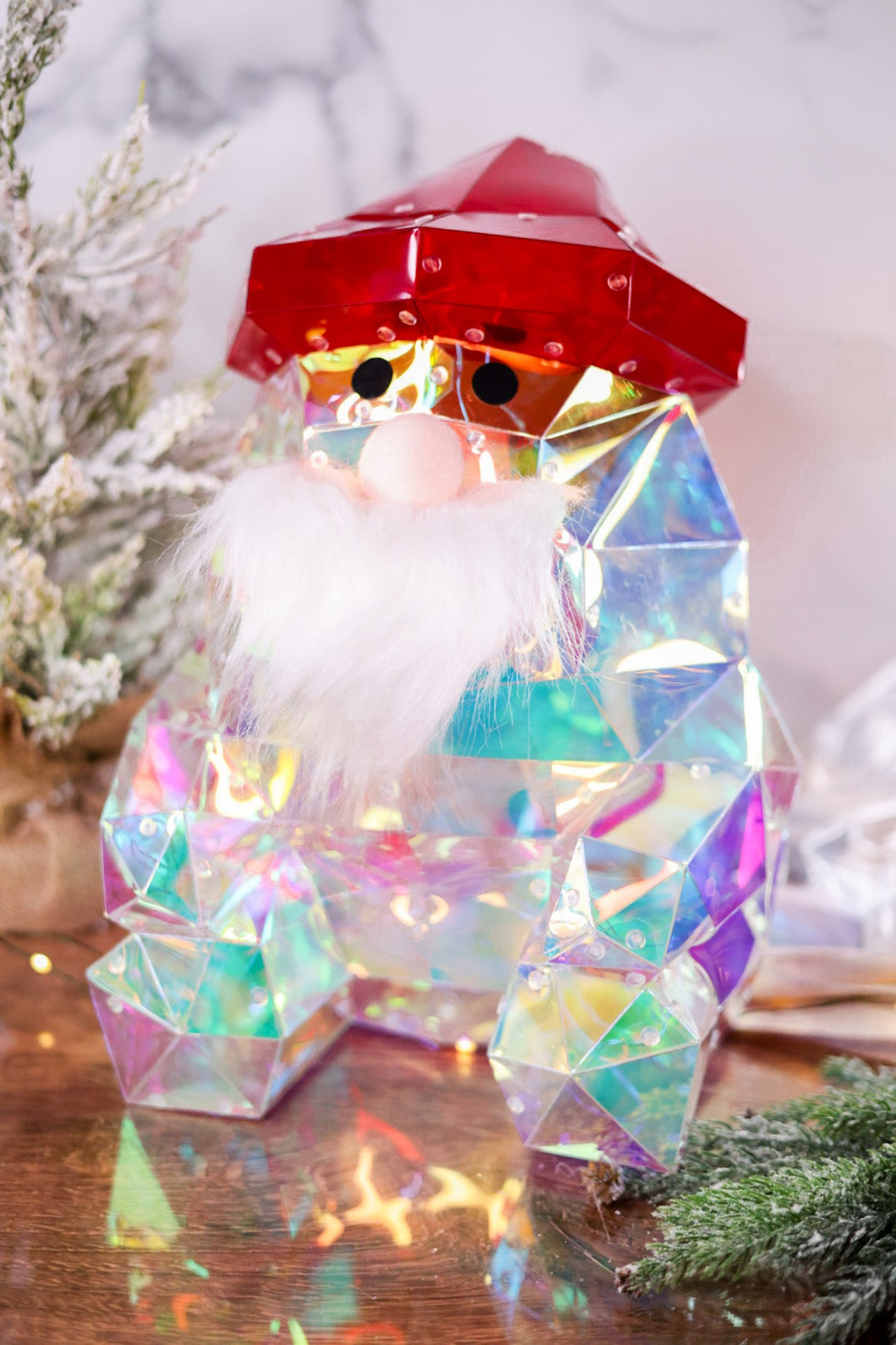 13.75" Light Up Holographic Santa Claus - Whiskey Skies - GERSON COMPANIES