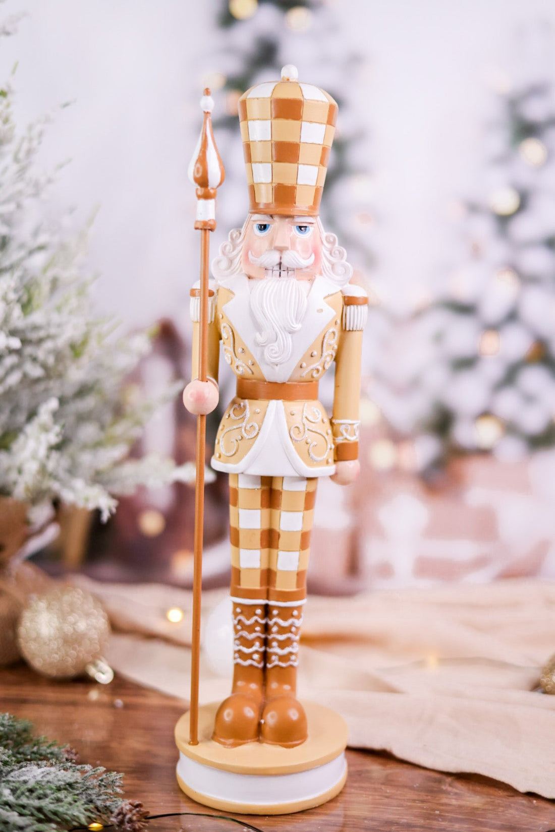 14.75" Gingerbread Gingham Nutcracker - Whiskey Skies - RAZ IMPORTS