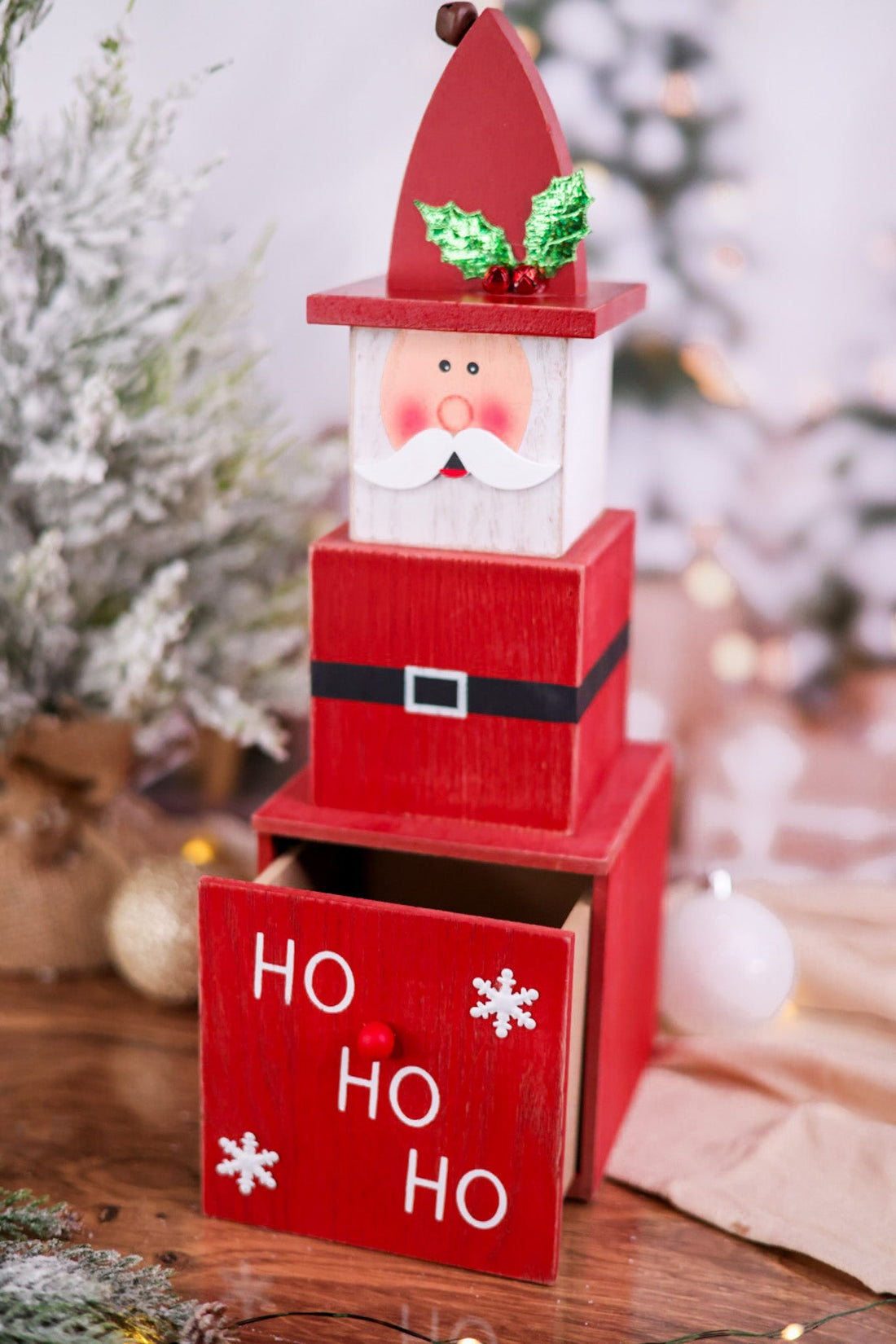 15" Holiday Character Box Stack with Drawer (3 Styles) - Whiskey Skies - GERSON COMPANIES