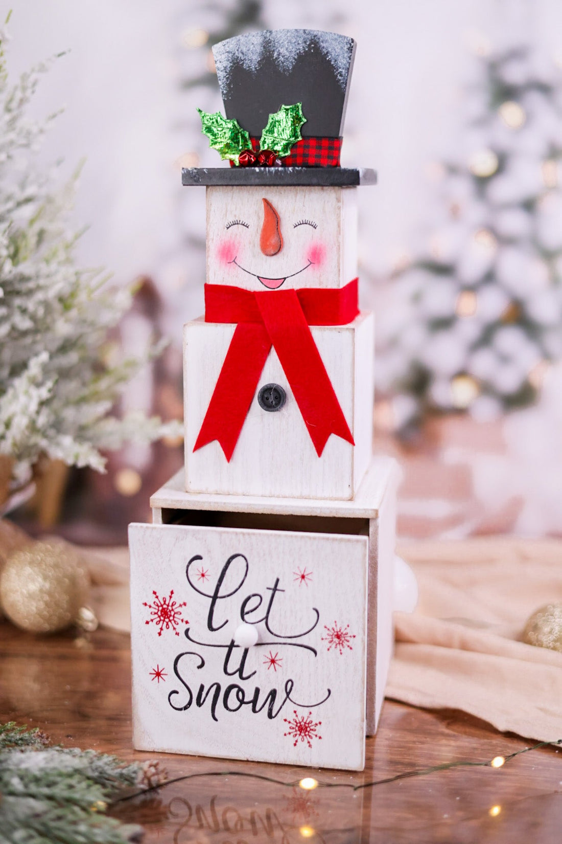 15" Holiday Character Box Stack with Drawer (3 Styles) - Whiskey Skies - GERSON COMPANIES