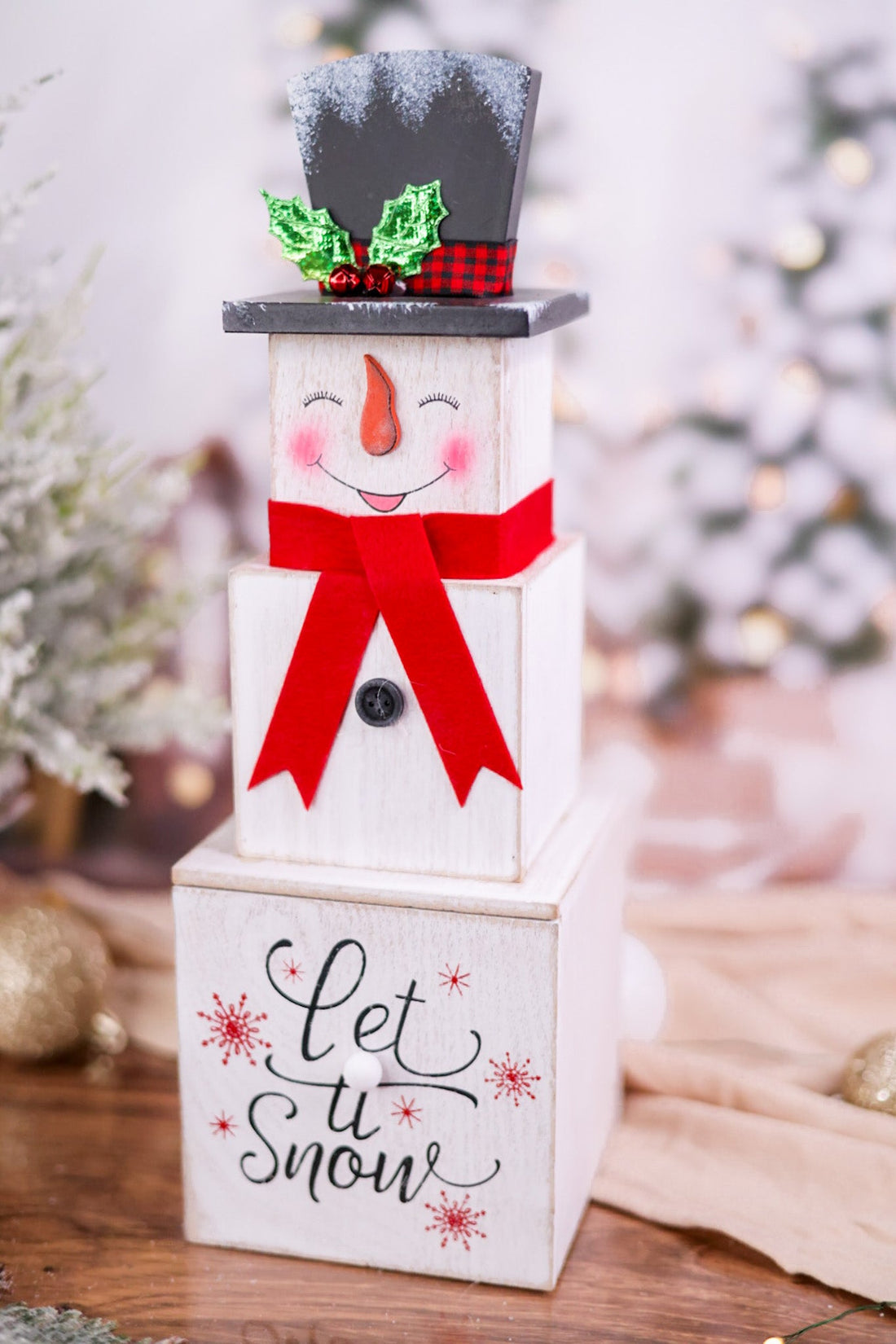 15" Holiday Character Box Stack with Drawer (3 Styles) - Whiskey Skies - GERSON COMPANIES