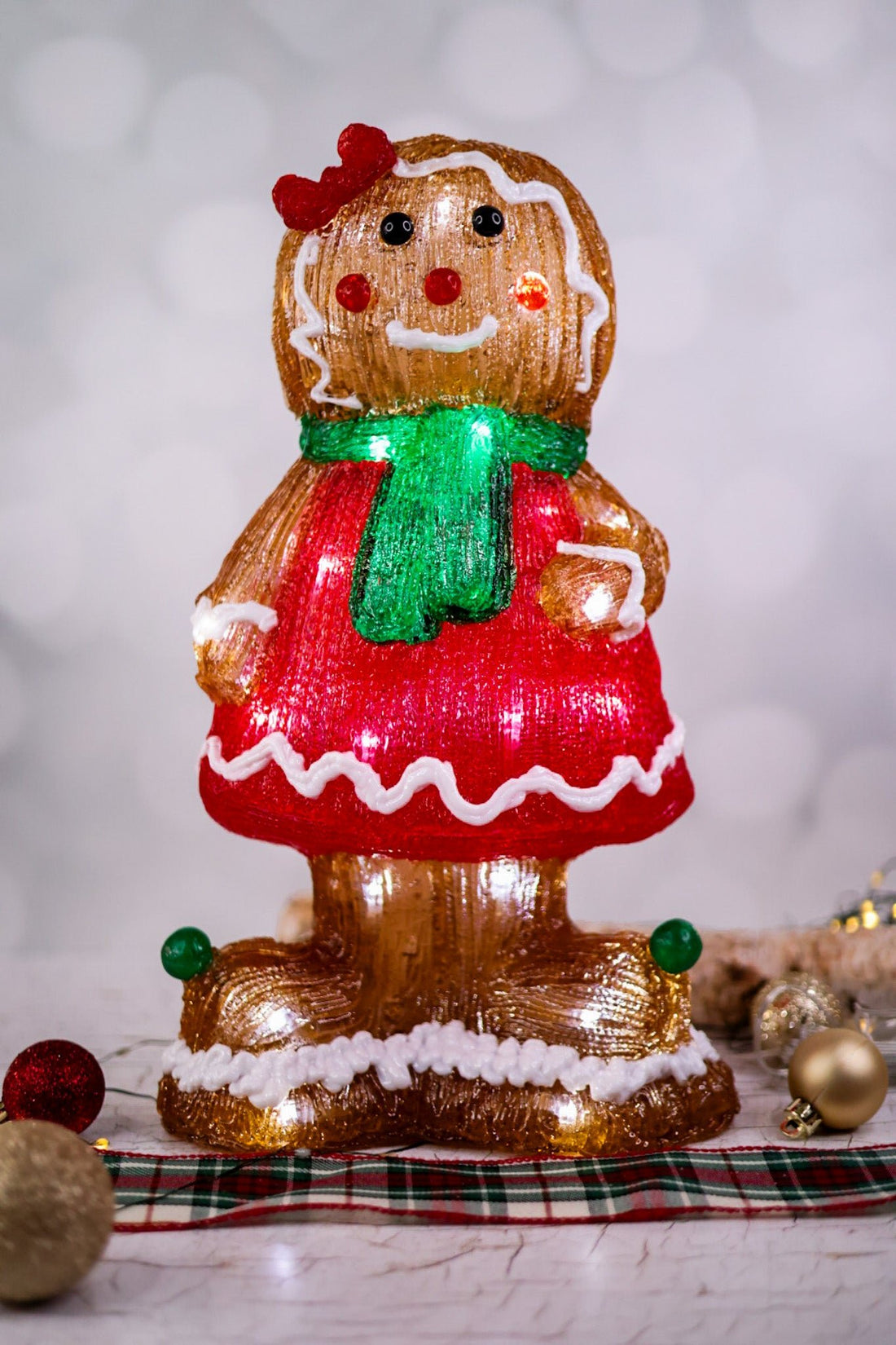 16 Inch Lighted Gingerbread Girl - Whiskey Skies - TRANSPAC