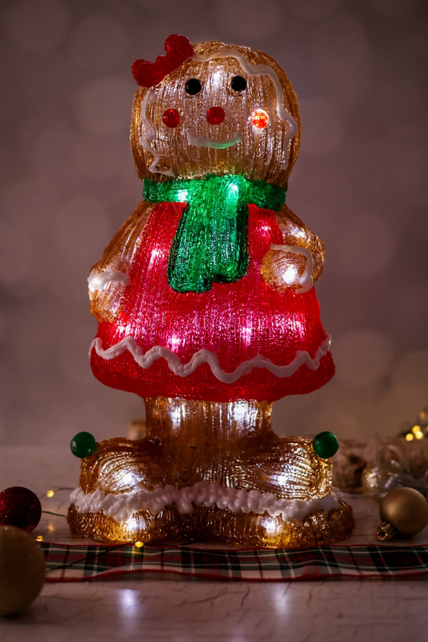 16 Inch Lighted Gingerbread Girl - Whiskey Skies - TRANSPAC