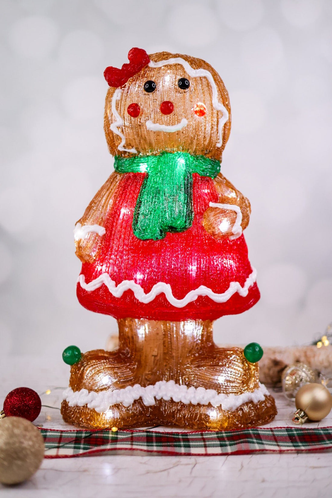 16 Inch Lighted Gingerbread Girl - Whiskey Skies - TRANSPAC