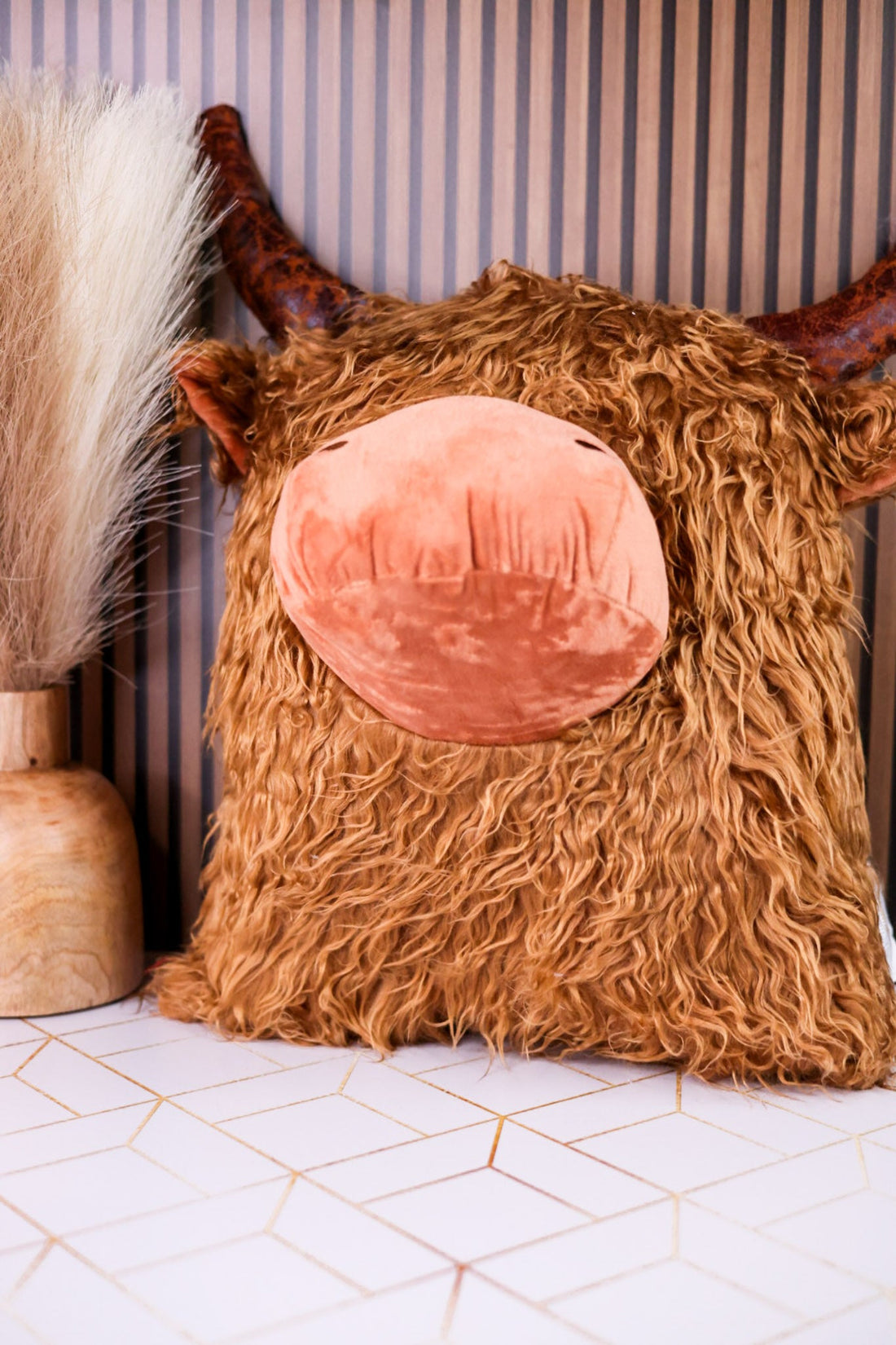 17" Highland Cow Pillow - Whiskey Skies - SPECIAL T IMPORTS INC