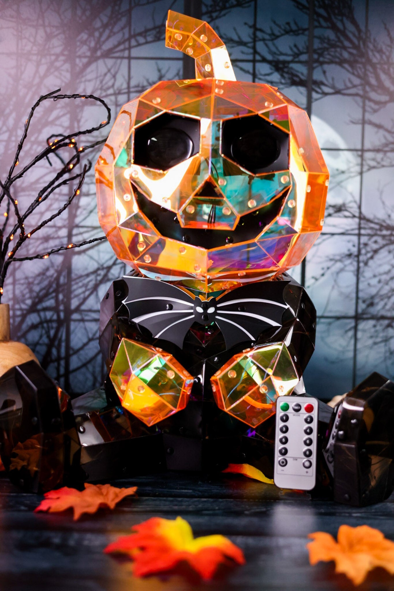 18" LED Holographic Pumpkin Kid With LCD Eyes - Whiskey Skies - KURT S. ADLER