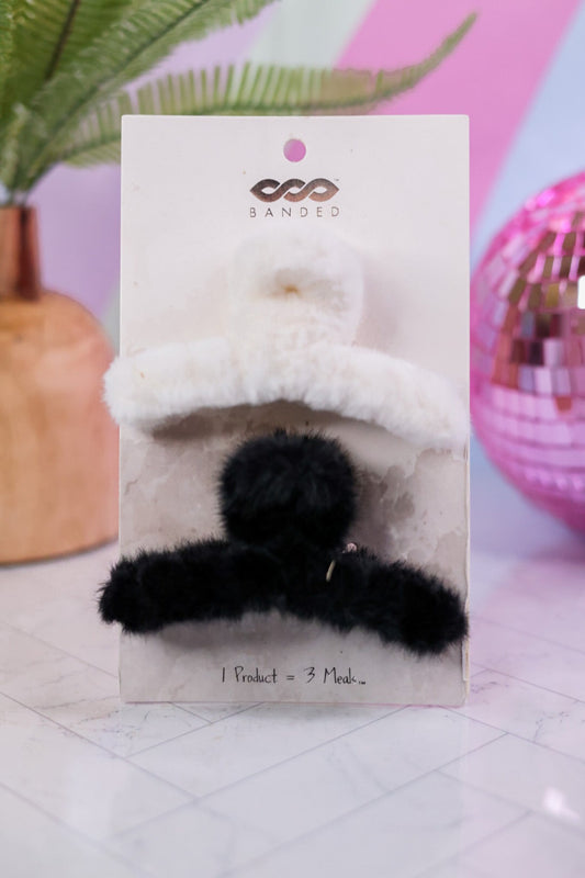 2 Pack Faux Fur Clips - Whiskey Skies - BRANDED